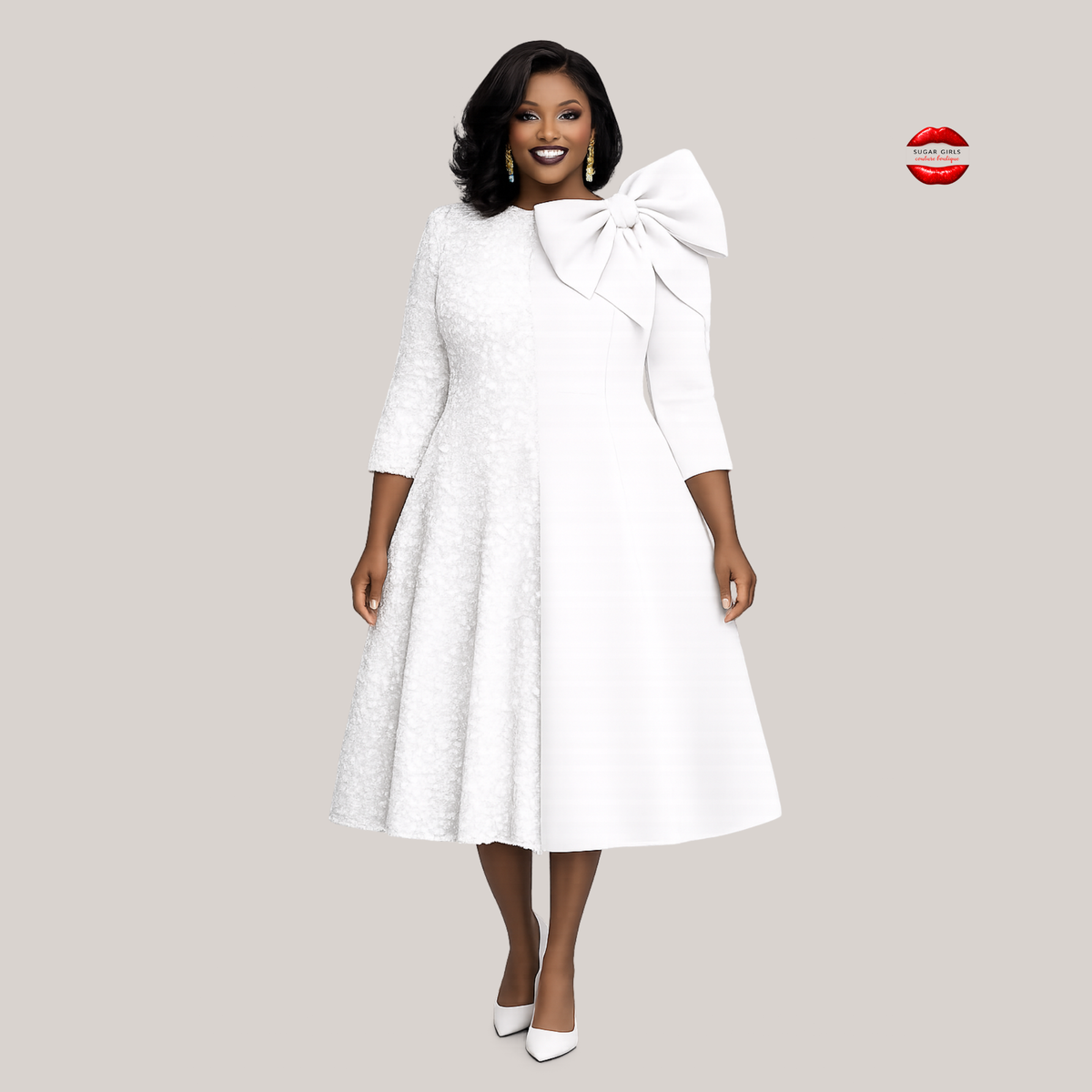 IVORY GRACE BOW DRESS