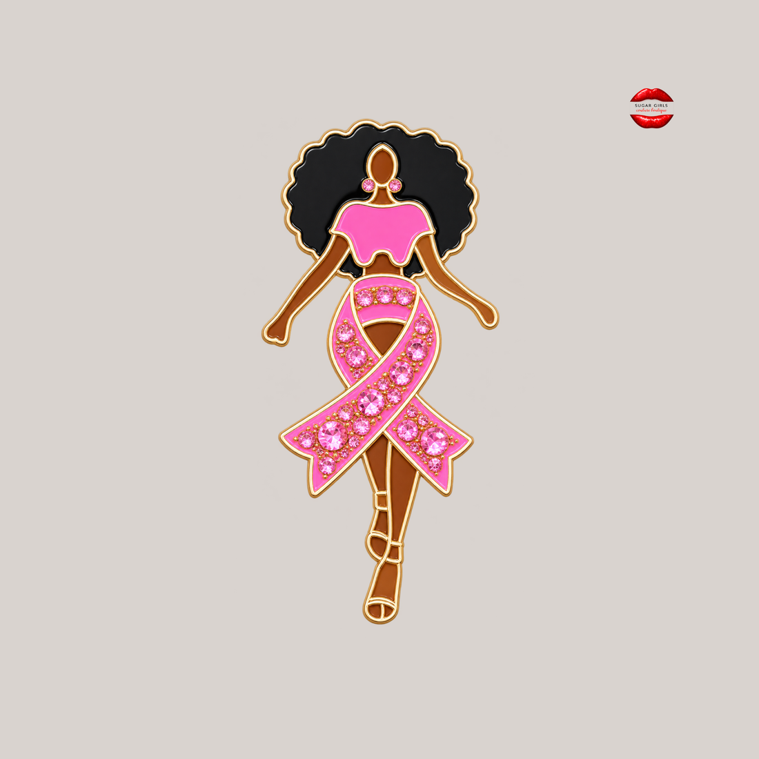 PINK RIBBON DIVA BROOCH