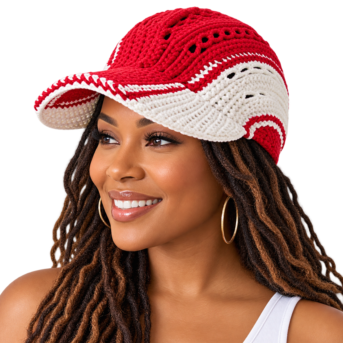 CRIMSON LUXE CROCHET CAP