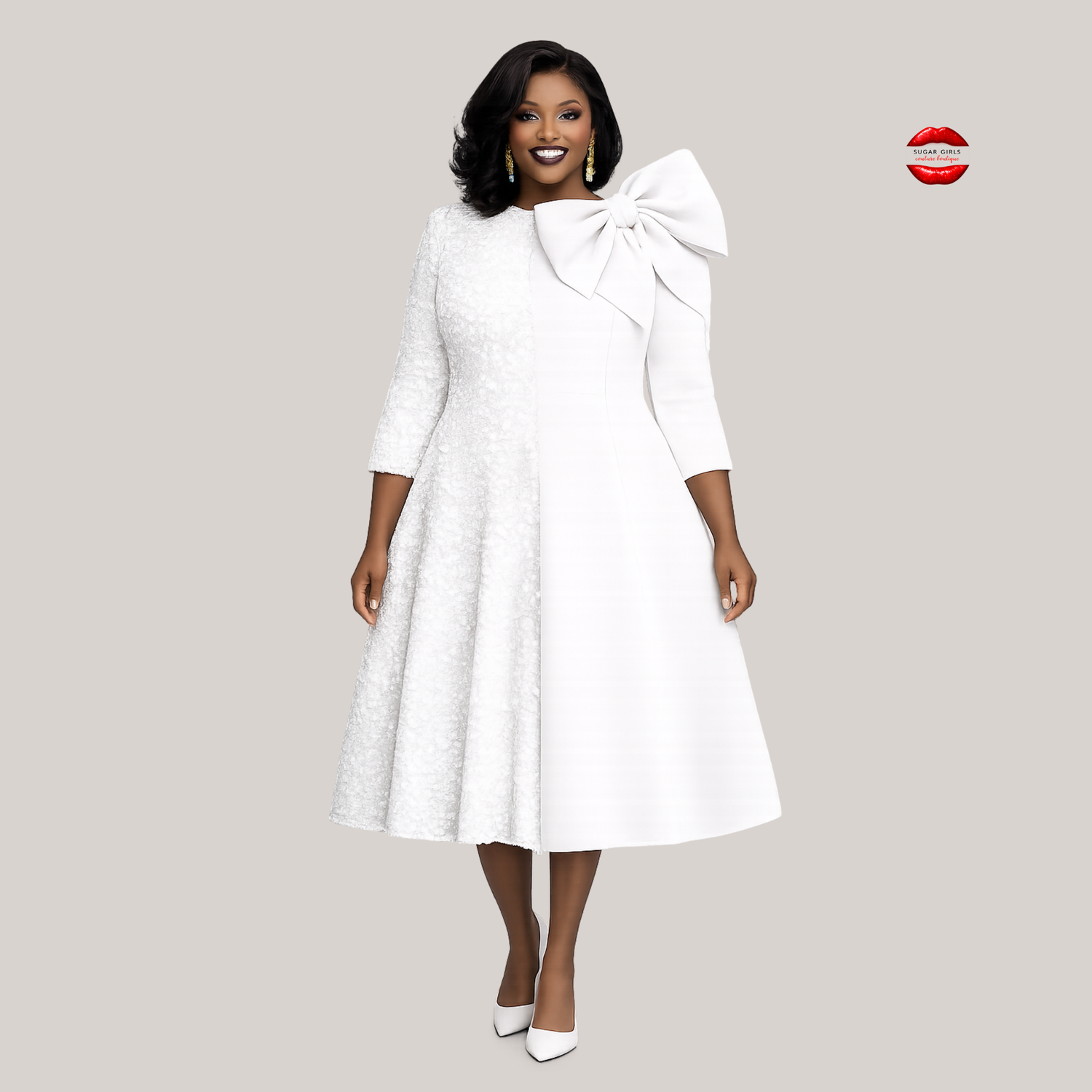 IVORY GRACE BOW DRESS