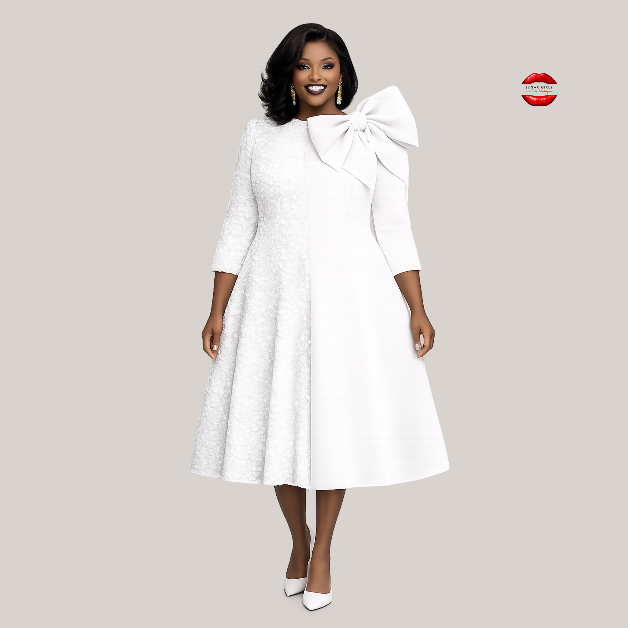 IVORY GRACE BOW DRESS