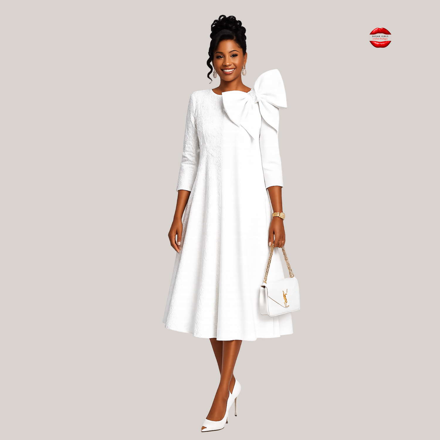 IVORY GRACE BOW DRESS