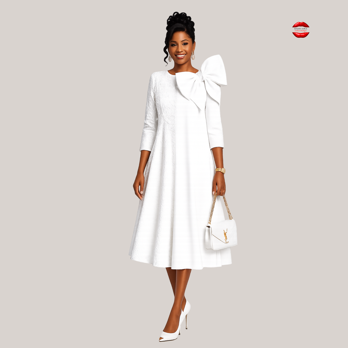 IVORY GRACE BOW DRESS